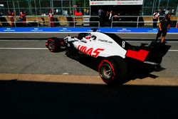 Romain Grosjean, Haas F1 Team VF-18, leaves the garage