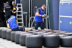 Scuderia Toro Rosso mechanics and Pirelli tyres