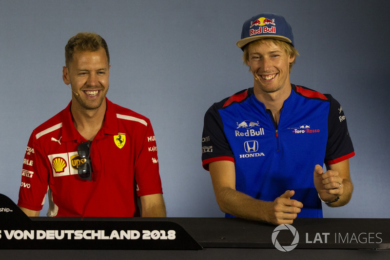 Sebastian Vettel, Ferrari and Pierre Gasly, Scuderia Toro Rosso, en conférence de presse