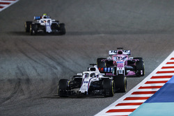 Lance Stroll, Williams FW41 Mercedes, Sergio Perez, Force India VJM11 Mercedes, and Sergey Sirotkin, Williams FW41 Mercedes