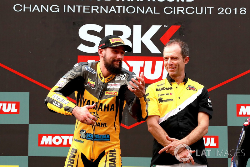 Podium: Race winner Randy Krummenacher, BARDAHL Evan Bros. WorldSSP Team