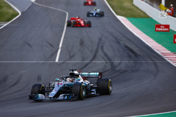 Lewis Hamilton, Mercedes AMG F1 W09, Sebastian Vettel, Ferrari SF71H en Valtteri Bottas, Mercedes AMG F1 W09