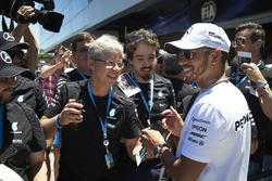 Lewis Hamilton, Mercedes AMG F1, meets some guests of the Mercedes team