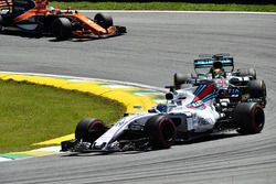 Lewis Hamilton, Mercedes-Benz F1 W08  battles with Felipe Massa, Williams FW40