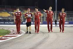 Sebastian Vettel, Ferrari walks the track with the team