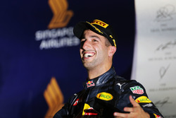 Daniel Ricciardo, Red Bull Racing celebrates his second position on the podium