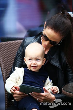 Minttu Virtanen, wife of Kimi Raikkonen Ferrari, with their baby son Robin
