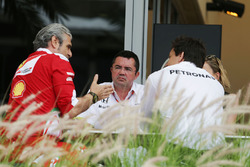 Maurizio Arrivabene, Ferrari Team Principal with Eric Boullier, McLaren Racing Director and Toto Wol