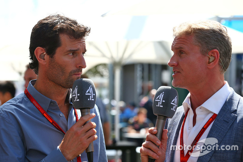 Mark Webber, Porsche Team WEC Driver and Channel 4 Presenter, David Coulthard, Red Bull Racing and Scuderia Toro Advisor and Channel 4 F1 Commentator