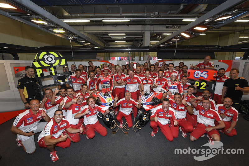 Race winner Andrea Iannone, Ducati Team, second place Andrea Dovizioso, Ducati Team and Ducati Team