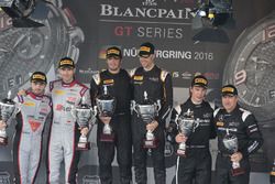 Podium: winner #58 Garage 59 McLaren 650S GT3: Rob Bell, Alvaro Parente, second place #28 Belgian Audi Club Team WRT Audi R8 LMS Ultra: Will Stevens, René Rast, third place #86 HTP Motorsport Mercedes AMG GT3: Jules Szymkoviak, Bernd Schneider