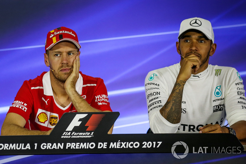 Sebastian Vettel, Ferrari y Lewis Hamilton, Mercedes AMG F1