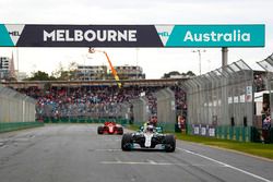 Lewis Hamilton, Mercedes AMG F1 W09, celebrates taking pole position on the pit straight