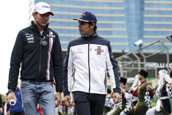 Esteban Ocon, Force India F1 and Lance Stroll, Williams on the drivers parade