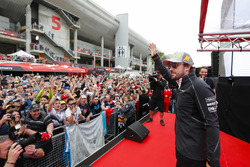 Fernando Alonso, McLaren, is introduced to a crowd of fans