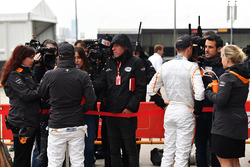 Stoffel Vandoorne, McLaren and Fernando Alonso, McLaren talk with the media