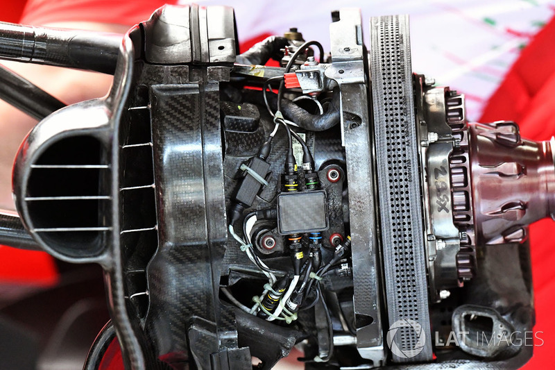 Ferrari front brake and wheel hub detail