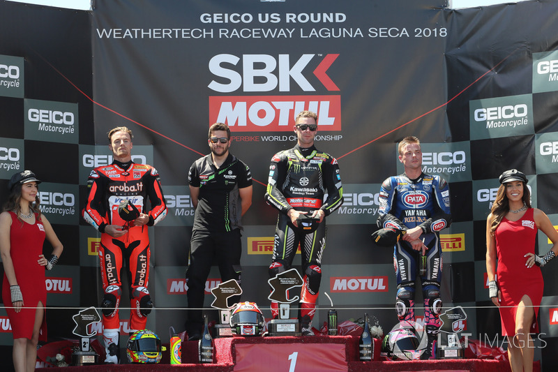 Podio: Jonathan Rea, Kawasaki Racing, Chaz Davies, Aruba.it Racing-Ducati SBK Team, Michael van der Mark, Pata Yamaha
