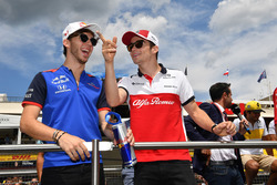 Pierre Gasly, Scuderia Toro Rosso and Charles Leclerc, Sauber on the drivers parade