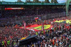 Ferrari Fans and flags at the podium celebrations