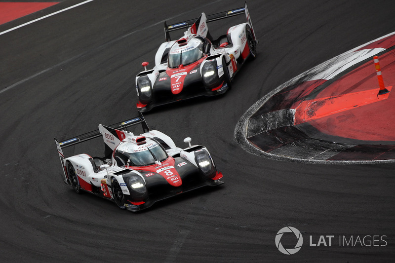 #8 Toyota Gazoo Racing Toyota TS050 Hybrid: Anthony Davidson, Sébastien Buemi, Kazuki Nakajima, #7 Toyota Gazoo Racing Toyota TS050 Hybrid: Mike Conway, Kamui Kobayashi, Jose Maria Lopez