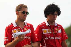 Sebastian Vettel, Ferrari walks the track