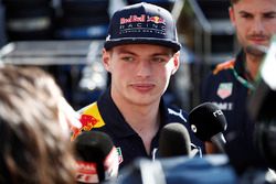 Max Verstappen, Red Bull Racing, speaks to the media