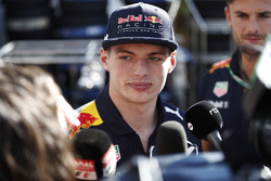 Max Verstappen, Red Bull Racing, speaks to the media