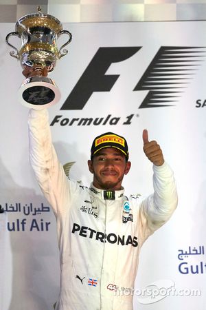 Podium: second place Lewis Hamilton, Mercedes AMG F1