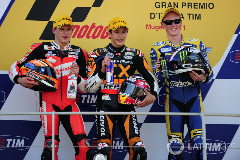 Podio: 1º Marc Márquez, 2º Stefan Bradl, 3º Bradley Smith