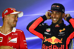 Press conference: pole sitter Sebastian Vettel, Ferrari, third place Daniel Ricciardo, Red Bull Racing