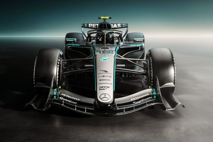 Mercedes W17 con los colores del equipo