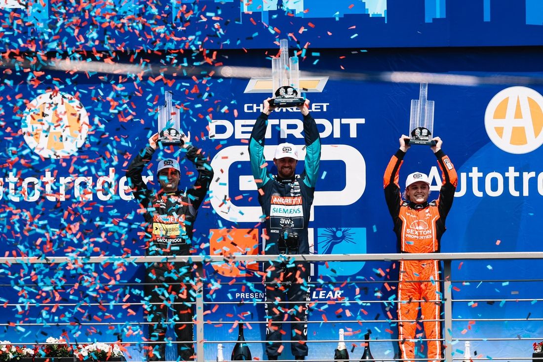 Colton Herta, Andretti Global, Kyle Kirkwood, Andretti Global, Santino Ferrucci, A. J. Foyt Enterprises