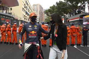 Max Verstappen, Red Bull Racing, 1st position, celebrates with his girlfriend Kelly Piquet