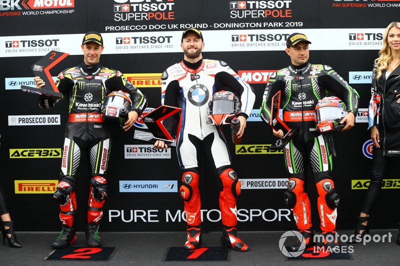 Polesitter Tom Sykes, 2. Jonathan Rea, 3. Leon Haslam