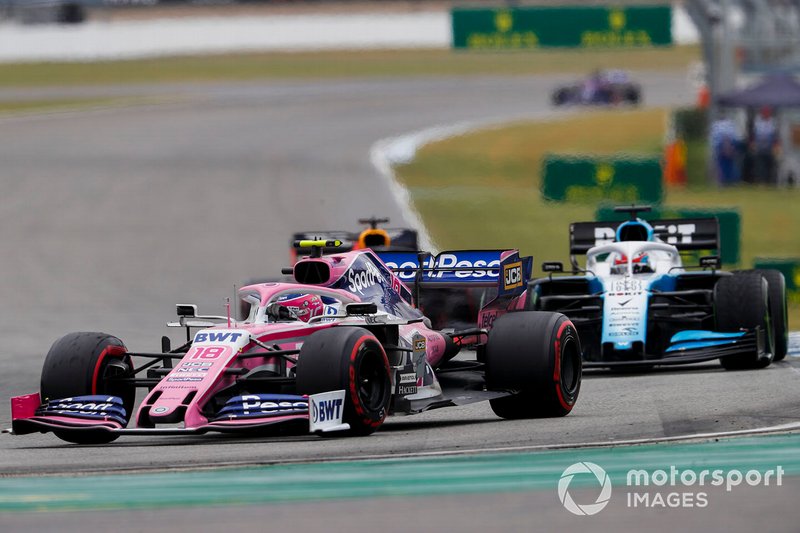 Lance Stroll, Racing Point RP19, George Russell, Williams Racing FW42