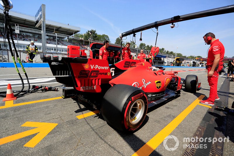 Charles Leclerc, Ferrari SF90, in pit lane