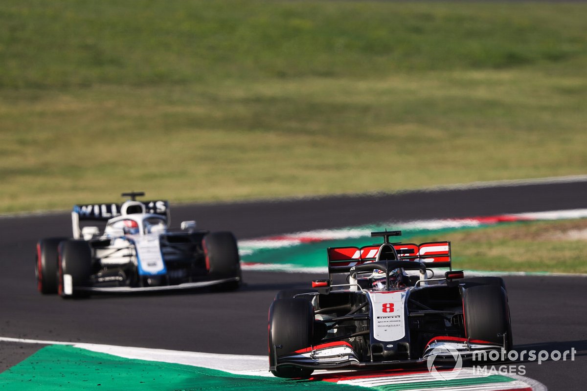 Romain Grosjean, Haas VF-20, George Russell, Williams FW43