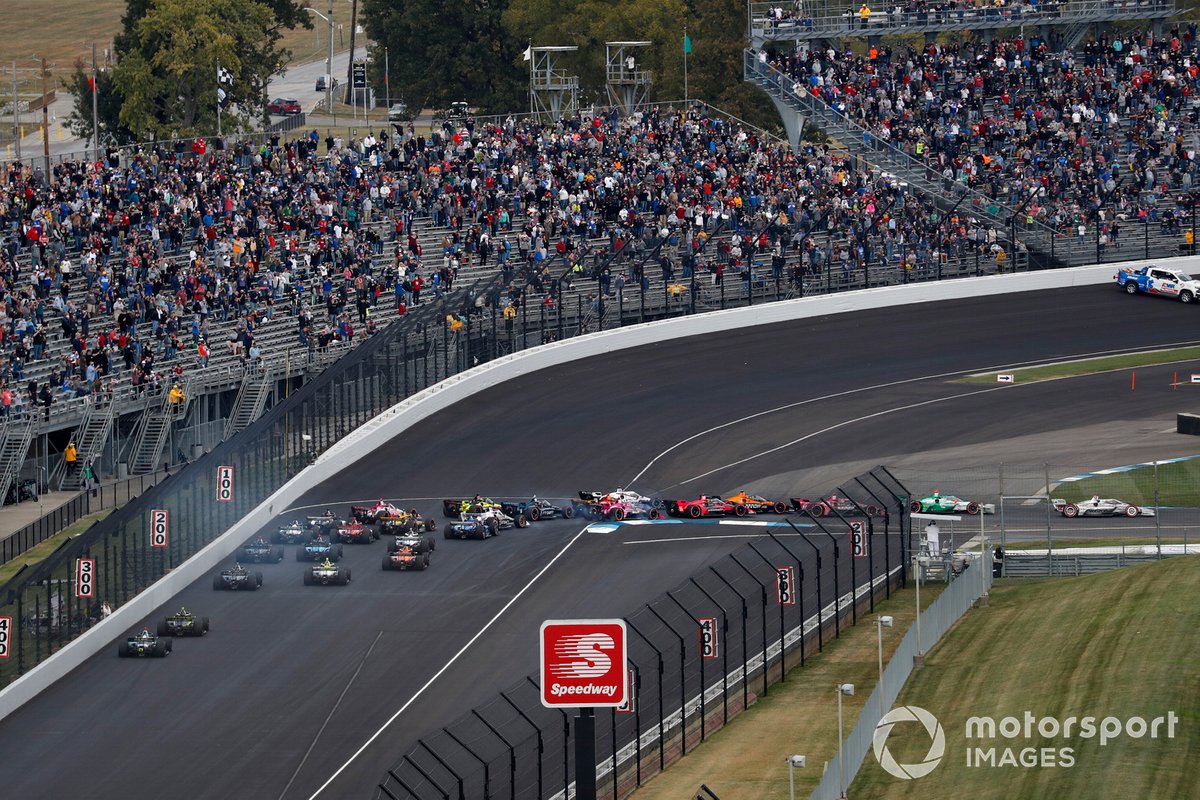 Will Power, Team Penske Chevrolet, Colton Herta, Andretti Harding Steinbrenner Autosport Honda, Alexander Rossi, Andretti Autosport Honda, start, Alex Palou, Dale Coyne Racing with Team Goh Honda, Jack Harvey, Meyer Shank Racing Honda