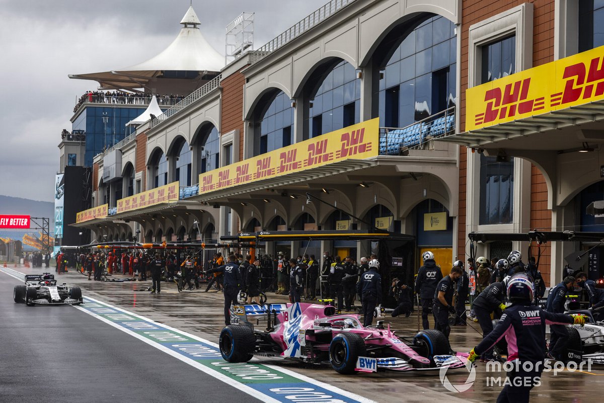 Lance Stroll, Racing Point RP20, in pit lane