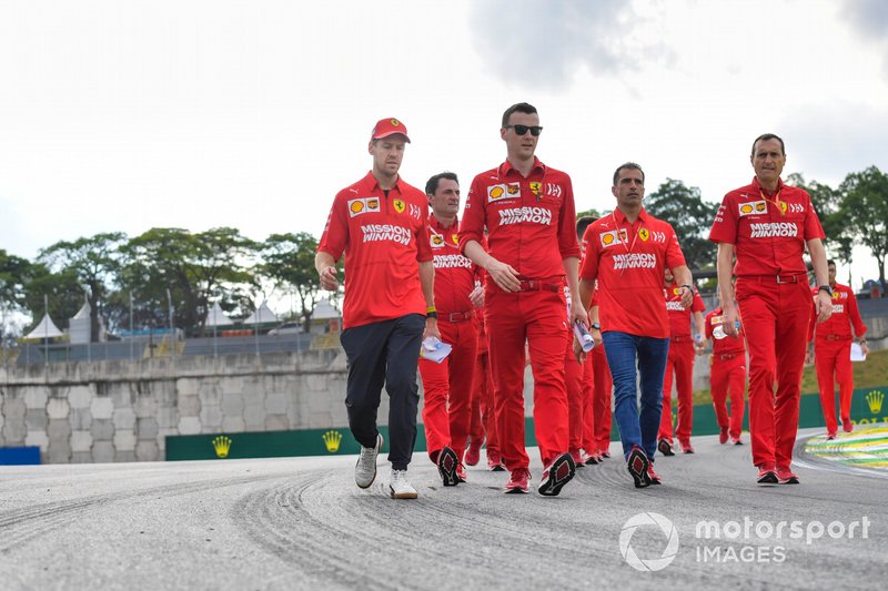 Sebastian Vettel, Ferrari walks the track