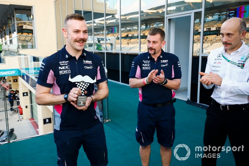 Movember prizes are awarded to personnel from Racing Point and Mercedes