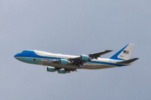 Air Force One arrives at Daytona with President Donald Trump.