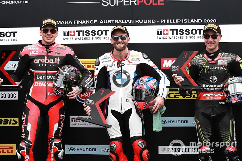 Pole position di Tom Sykes, BMW Motorrad WorldSBK Team, secondo posto Scott Redding, Aruba.it Racing Ducati, terzo posto Jonathan Rea, Kawasaki Racing Team