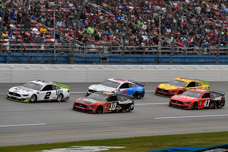  Brad Keselowski, Team Penske, Ford Mustang Miller Lite,  Aric Almirola, Stewart-Haas Racing, Ford Mustang Smithfield Racin' for Bacon,  Ryan Newman, Roush Fenway Racing, Ford Mustang Wyndham Rewards,  Daniel Suarez, Stewart-Haas Racing, Ford Mustang Haas Automation, and  Joey Logano, Team Penske, Ford Mustang Shell Pennzoil