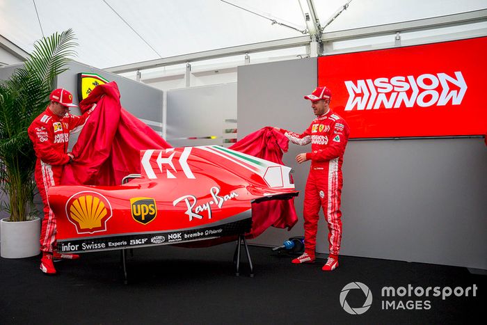 Kimi Raikkonen, Ferrari and Sebastian Vettel, Ferrari unveil the new Ferrari SF71H livery