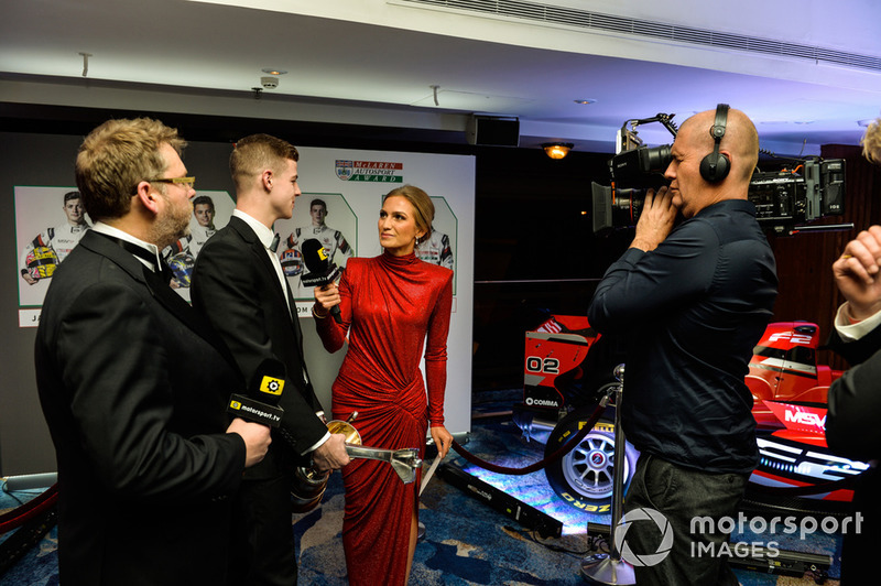 McLaren Autosport BRDC Award winner Tom Gamble being interviewed by Julia Piquet