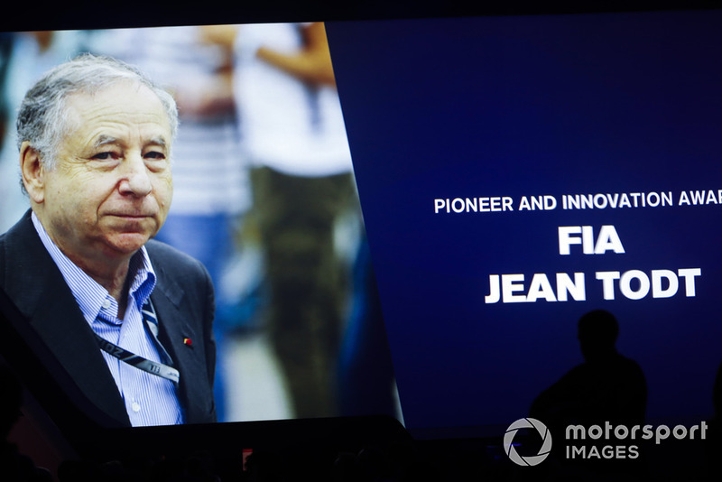 FIA President Jean Todt receives the Pioneer and Innovation Award