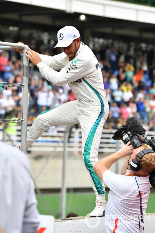 Lewis Hamilton, Mercedes AMG F1 celebrates in Parc Ferme 