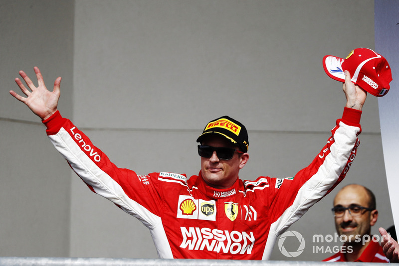 Podio: ganador de la carrera Kimi Raikkonen, Ferrari